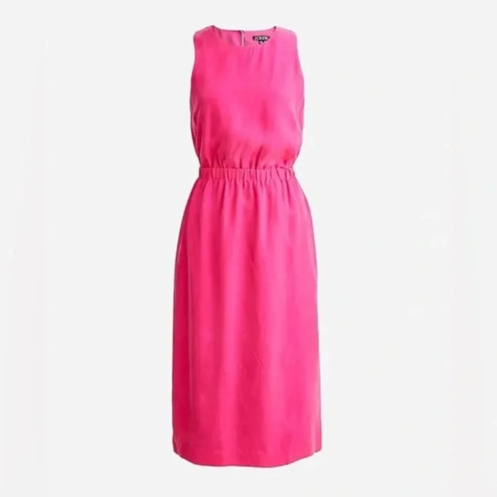 J. Crew Cinched Waist Cupro Midi Dress Festival Pink Size M